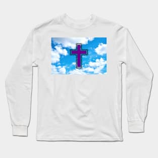 Purple Christian Cross In The sky Long Sleeve T-Shirt